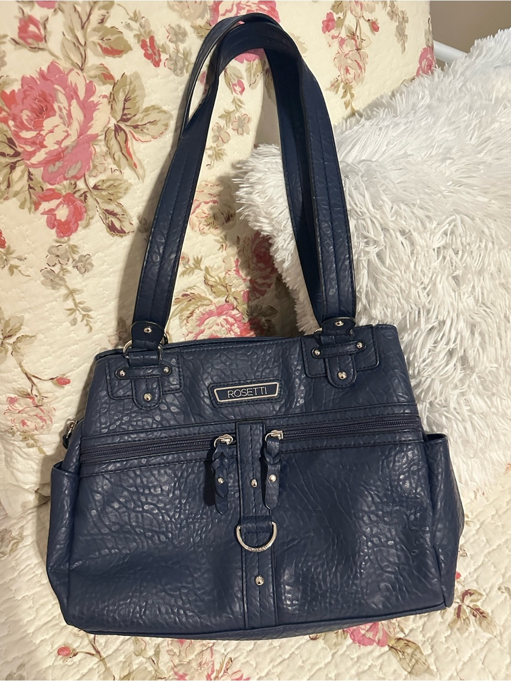 Rosetti Dark Blue Faux-Leather Shoulder Bag